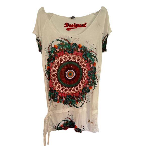 Kleid Desigual printed embellished tunic blouse xxl - Picture 2 of 13